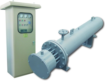 Duct-type electric heater with temperature control cabinet
